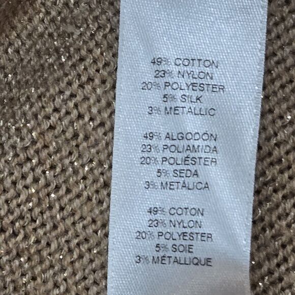 Chico's Brown with Gold Metallic Glitter Turtleneck Sweater Pullover Size 1 M/8 - Picture 9 of 13